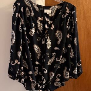 LOFT Black Paisley Blouse